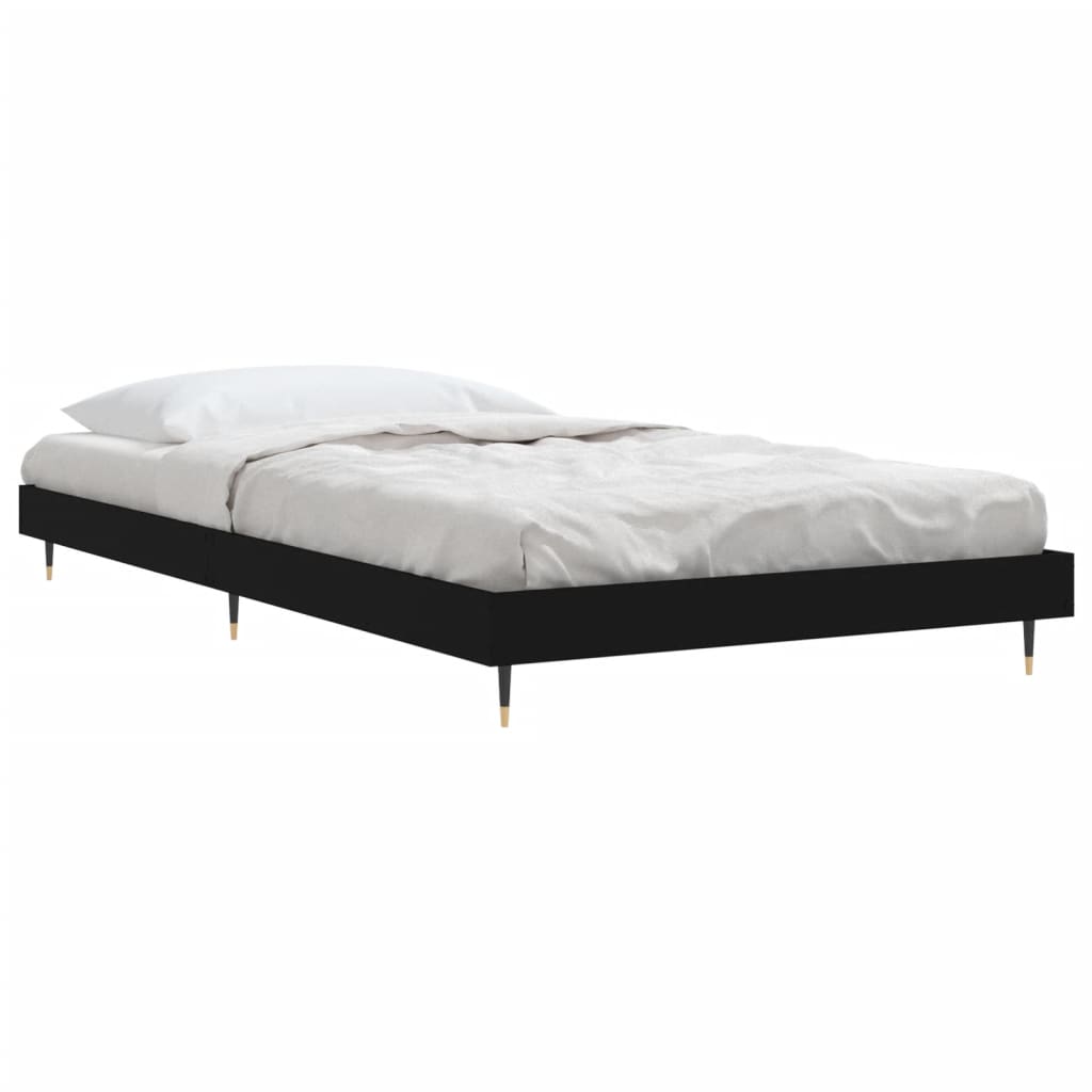 Cadre de lit sans matelas noir 100x200 cm bois d'ingénierie