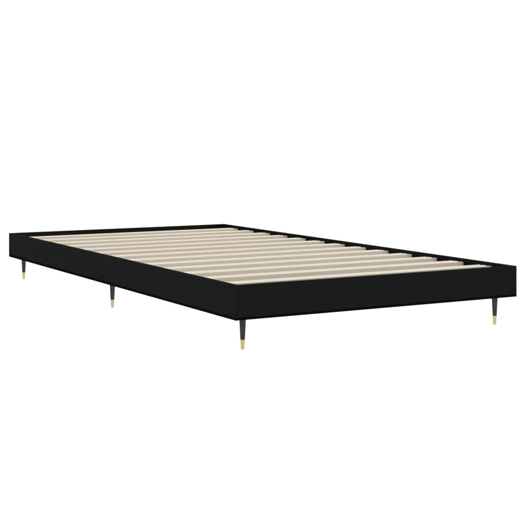 Bed frame without mattress black 100x200 cm engineered wood