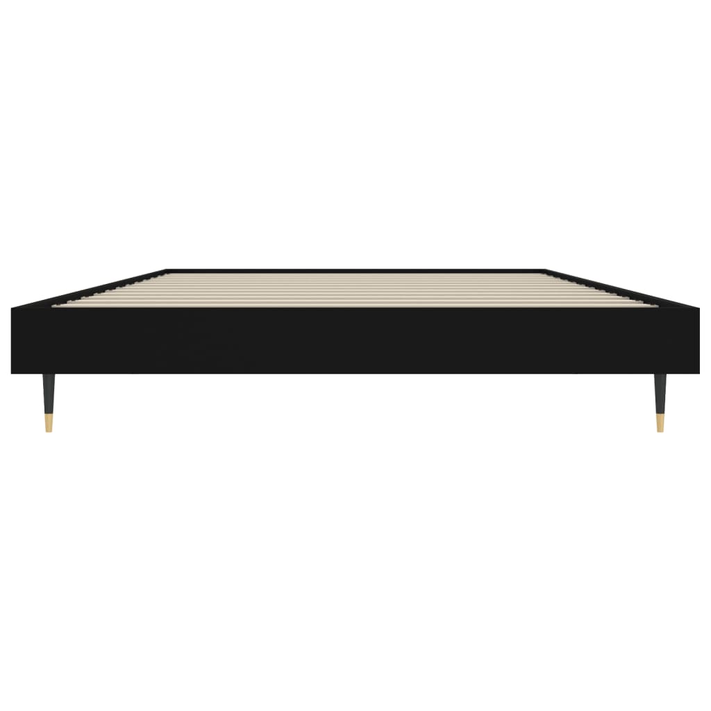 Bed frame without mattress black 100x200 cm engineered wood