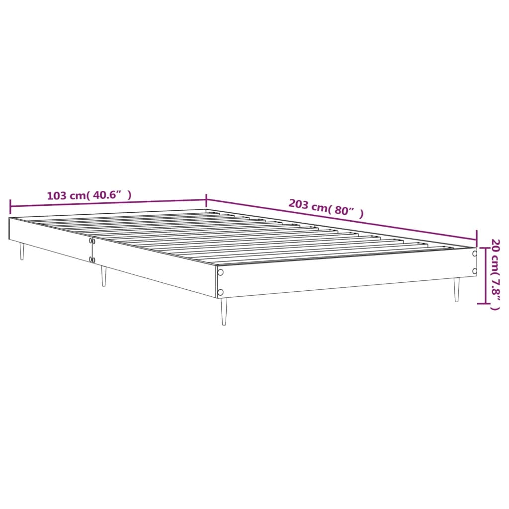 Bed frame without mattress black 100x200 cm engineered wood