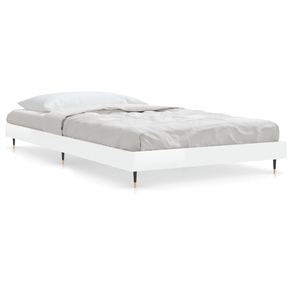 Bed frame without mattress glossy white 100x200 cm