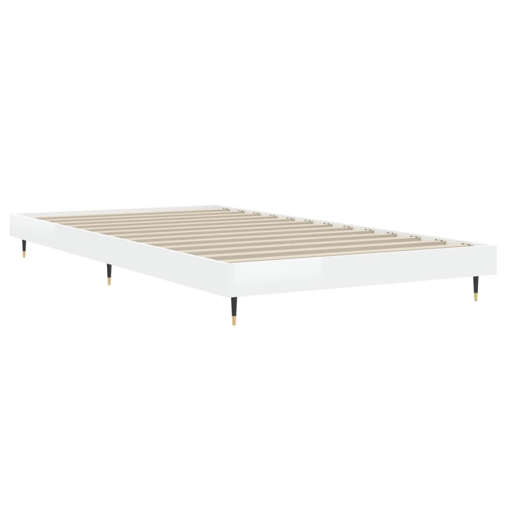 Bed frame without mattress glossy white 100x200 cm