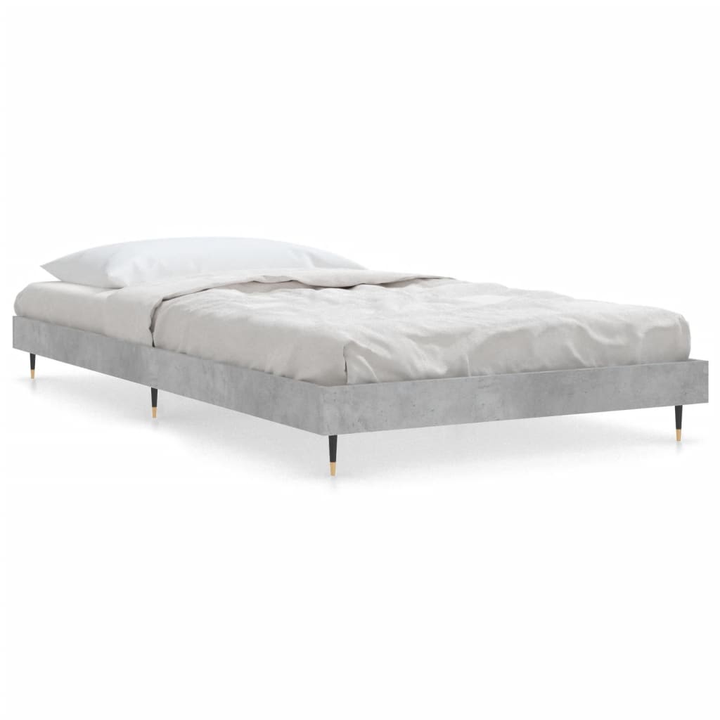 Bed frame without mattress concrete gray 100x200 cm