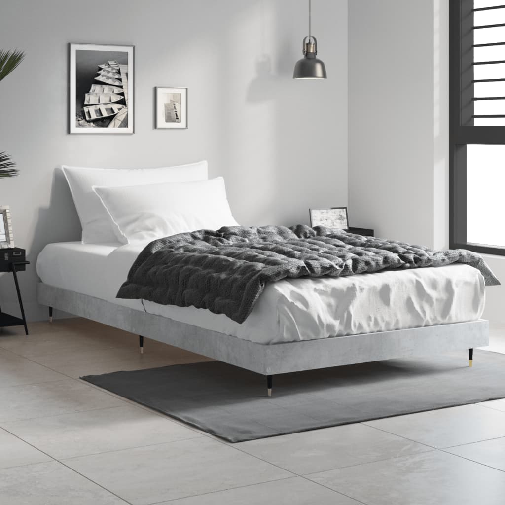 Bed frame without mattress concrete gray 100x200 cm