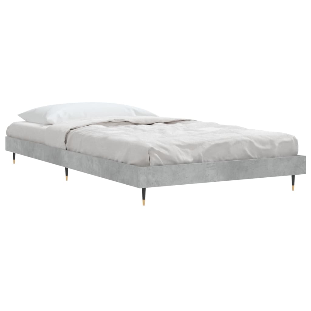 Bed frame without mattress concrete gray 100x200 cm