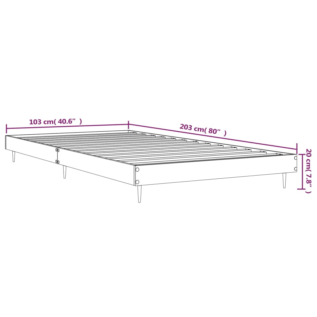 Bettgestell ohne Matratze, Räuchereiche 100x200 cm, Holzwerkstoff