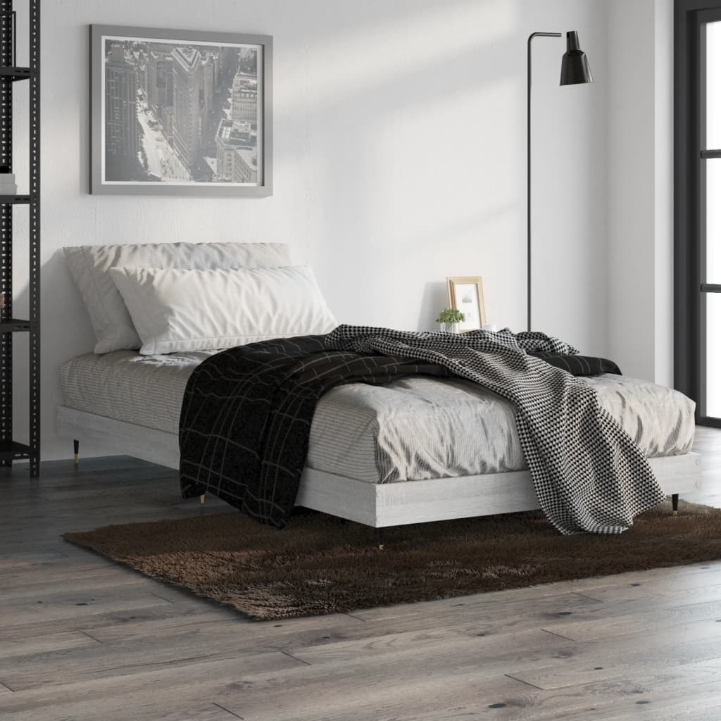 Bed frame without mattress sonoma gray 100x200 cm