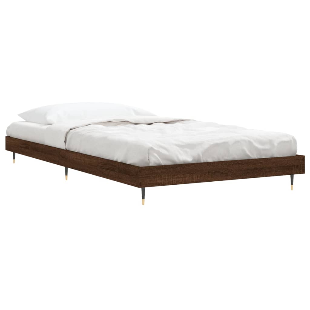 Bed frame without mattress brown oak 100x200 cm