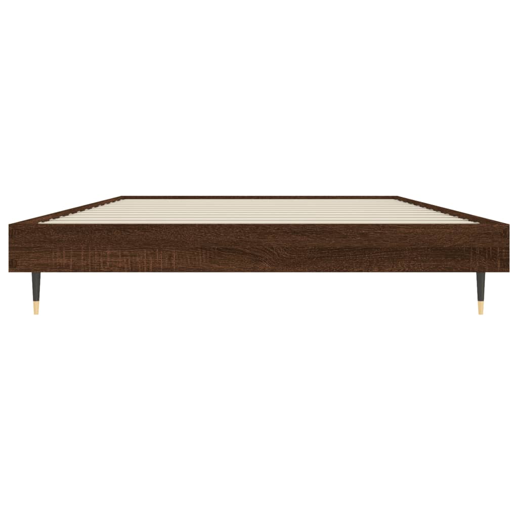 Bed frame without mattress brown oak 100x200 cm