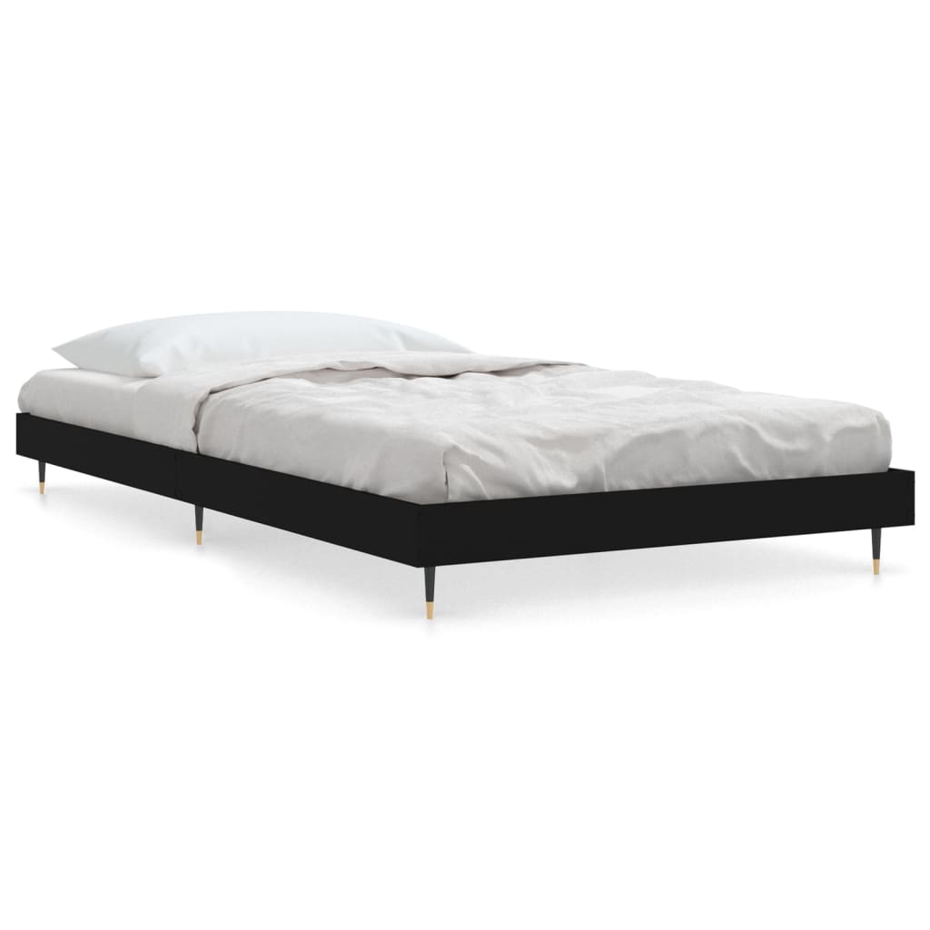 Bed frame without mattress black 90x200 cm engineered wood