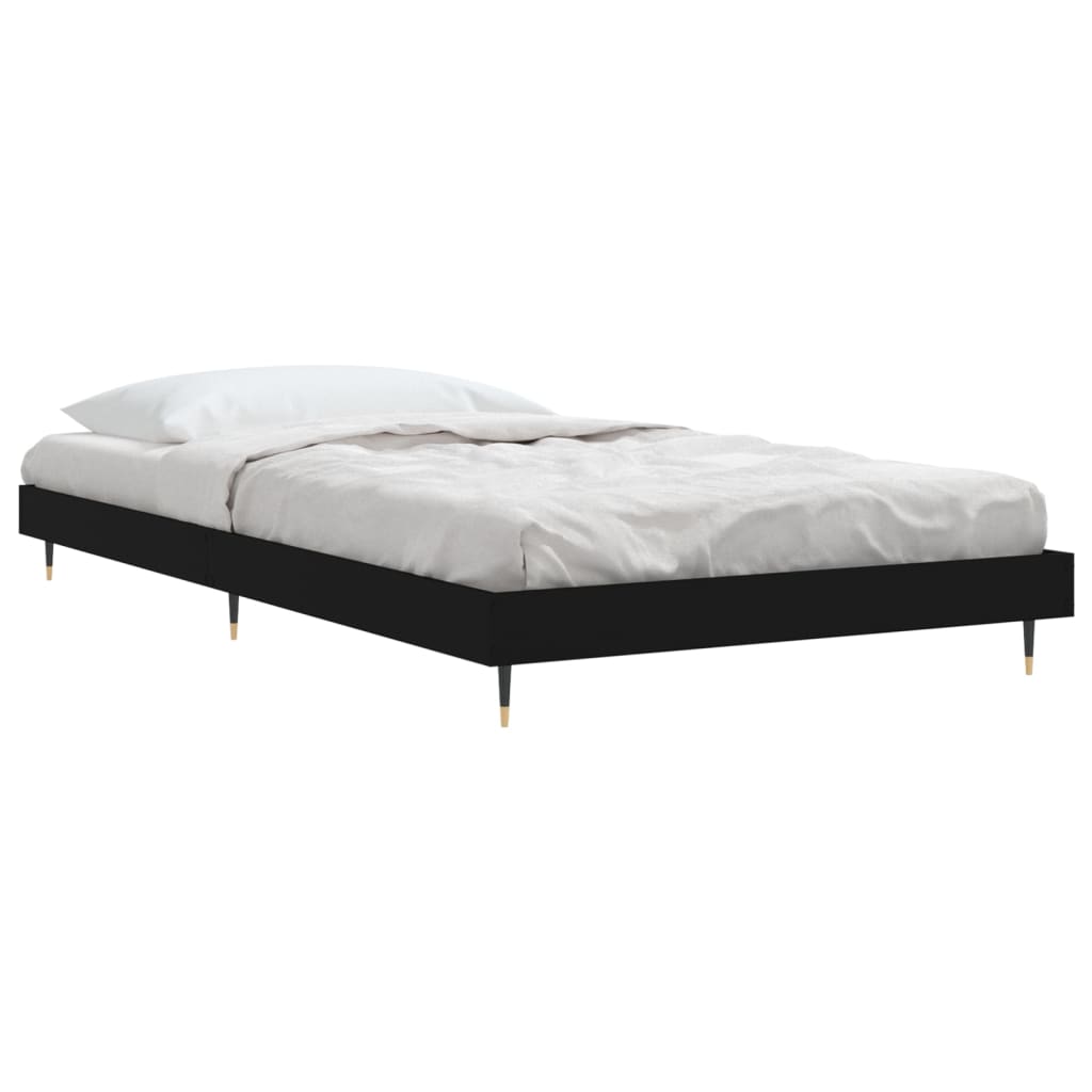 Bed frame without mattress black 90x200 cm engineered wood