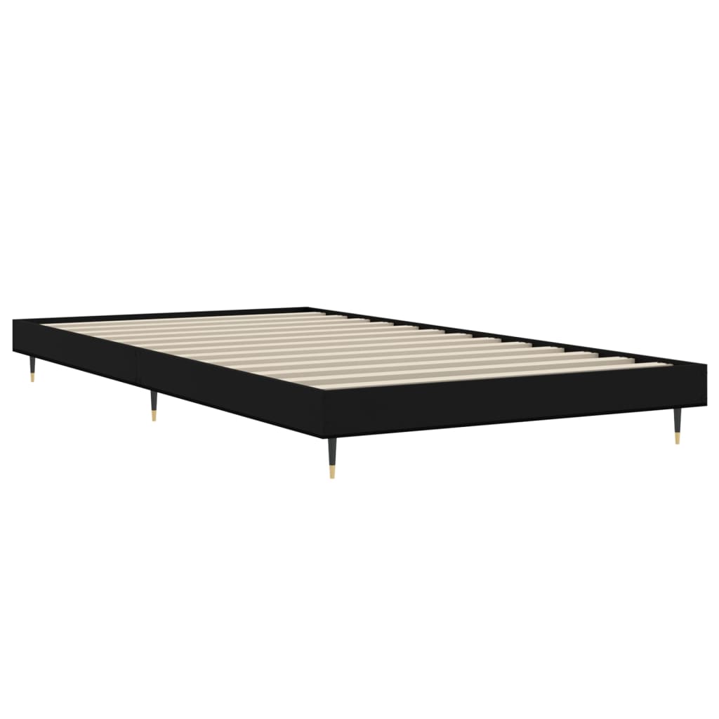 Bed frame without mattress black 90x200 cm engineered wood