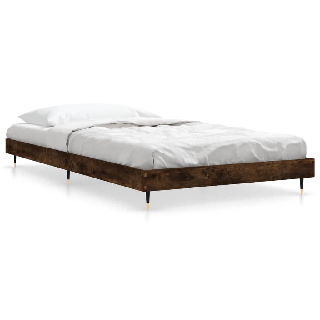 Bed frame without mattress smoked oak 90x200cm engineered wood