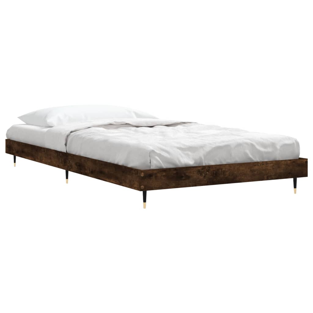 Bed frame without mattress smoked oak 90x200cm engineered wood