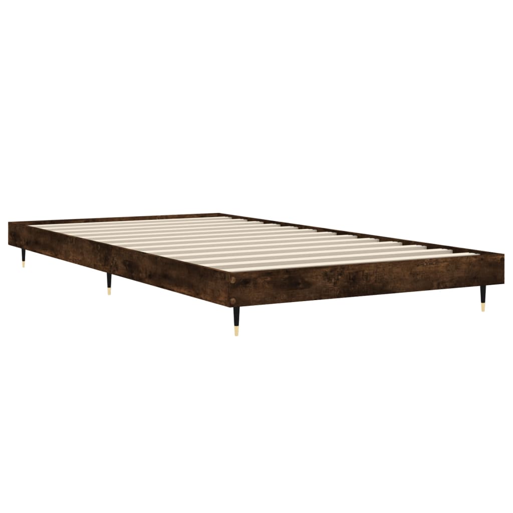 Bed frame without mattress smoked oak 90x200cm engineered wood