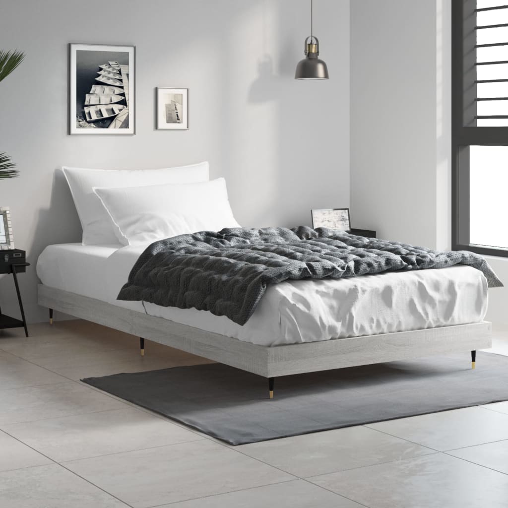 Bed frame without mattress sonoma gray 90x200 cm