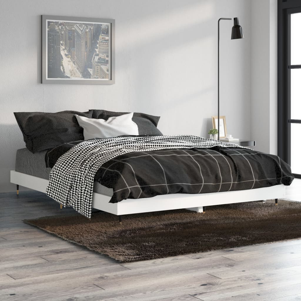 Cadre de lit sans matelas blanc 140x190 cm bois d'ingénierie