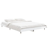 Bed frame without mattress glossy white 140x190 cm