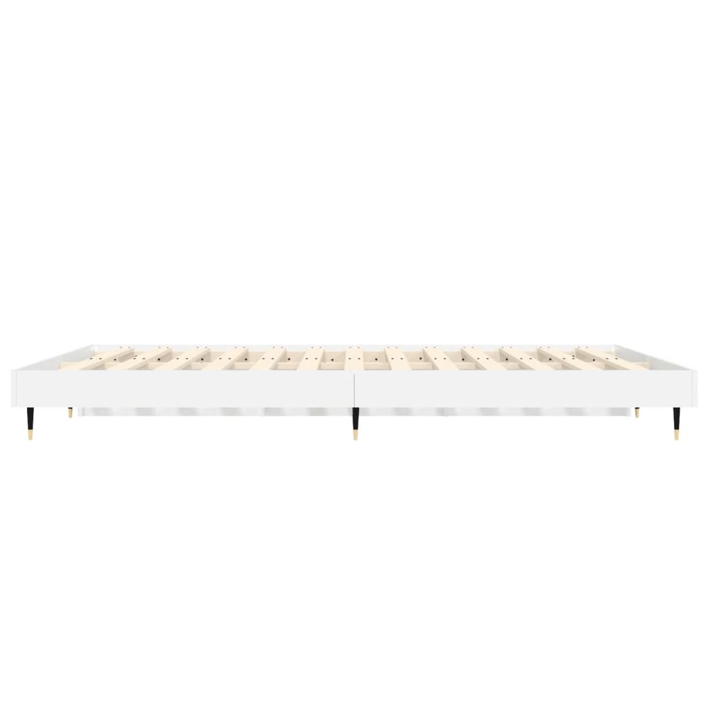 Bed frame without mattress glossy white 140x190 cm