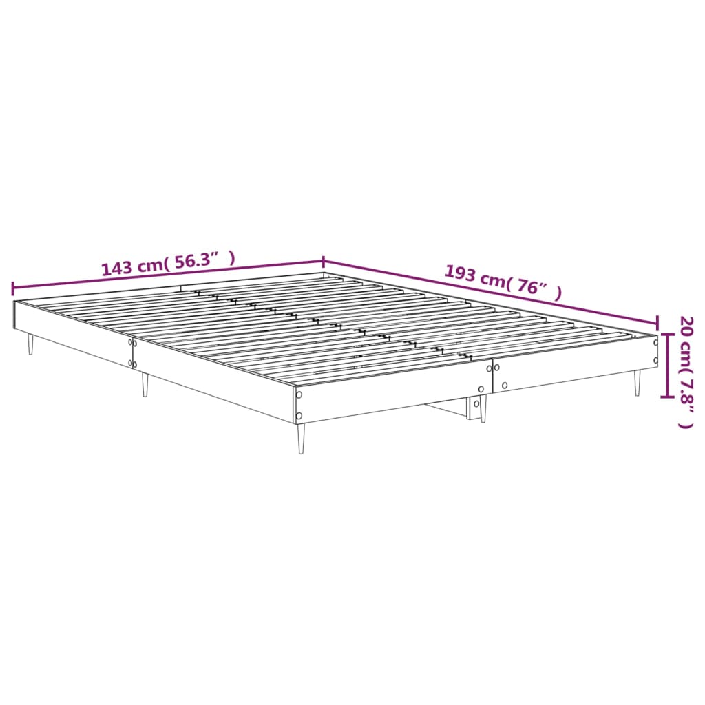 Bed frame without mattress glossy white 140x190 cm