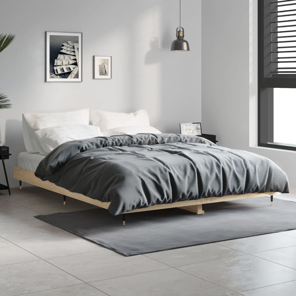 Cadre de lit sans matelas chêne sonoma 140x190 cm