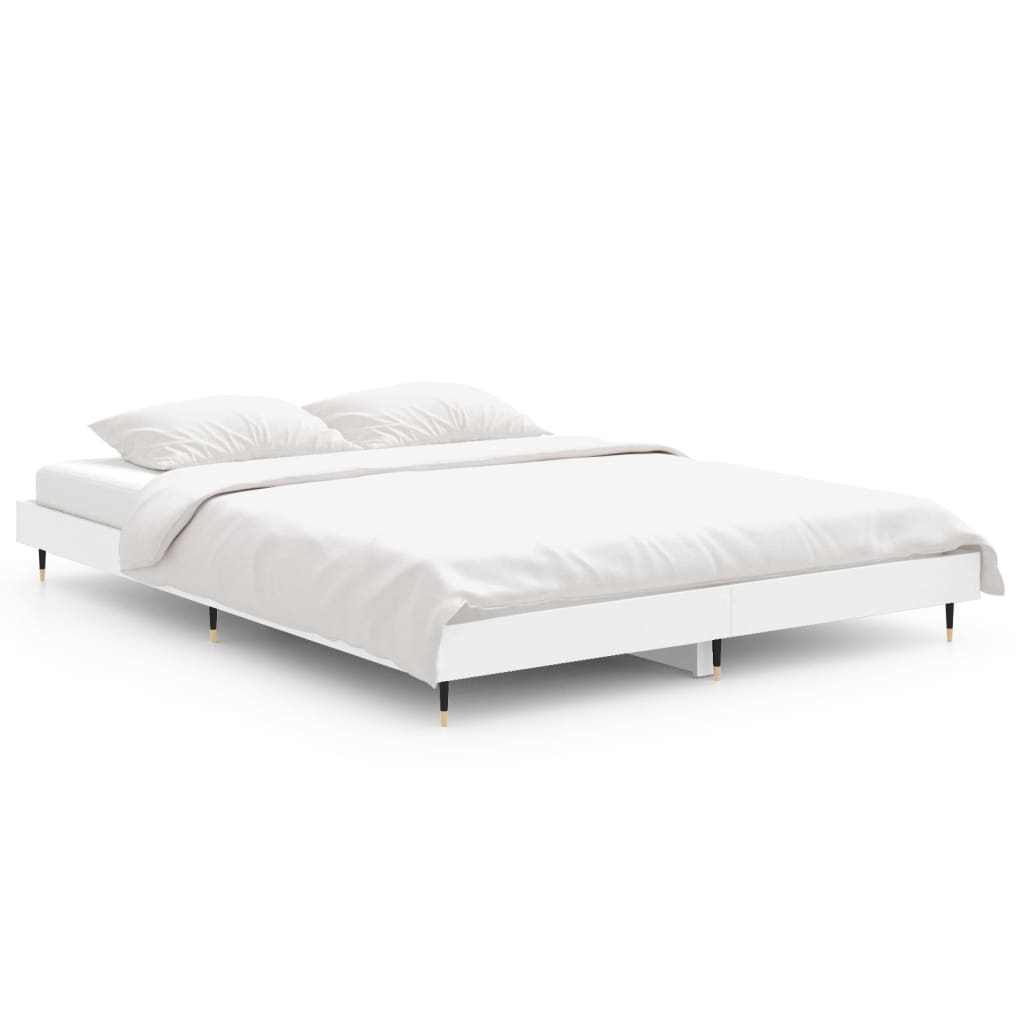 Cadre de lit sans matelas blanc 135x190 cm bois d'ingénierie