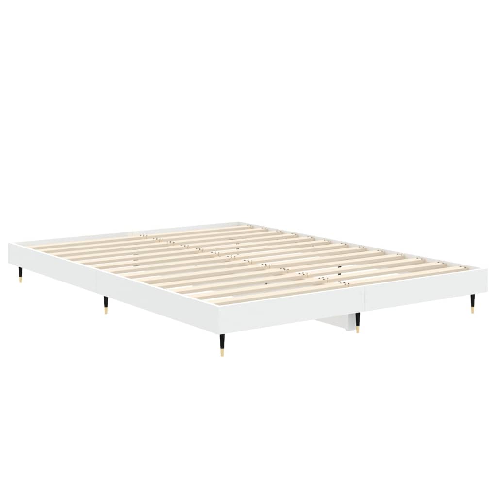 Cadre de lit sans matelas blanc 135x190 cm bois d'ingénierie