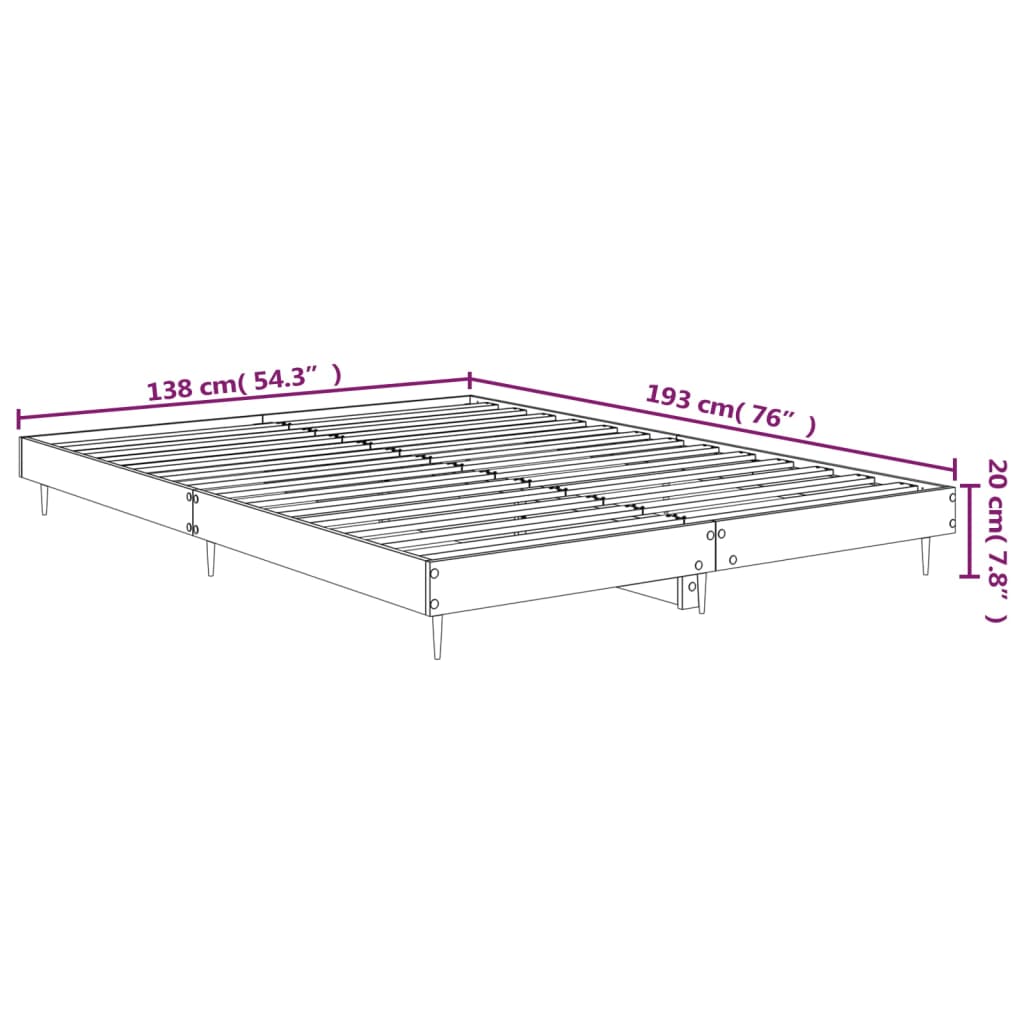 Bed frame without mattress white 135x190 cm engineered wood