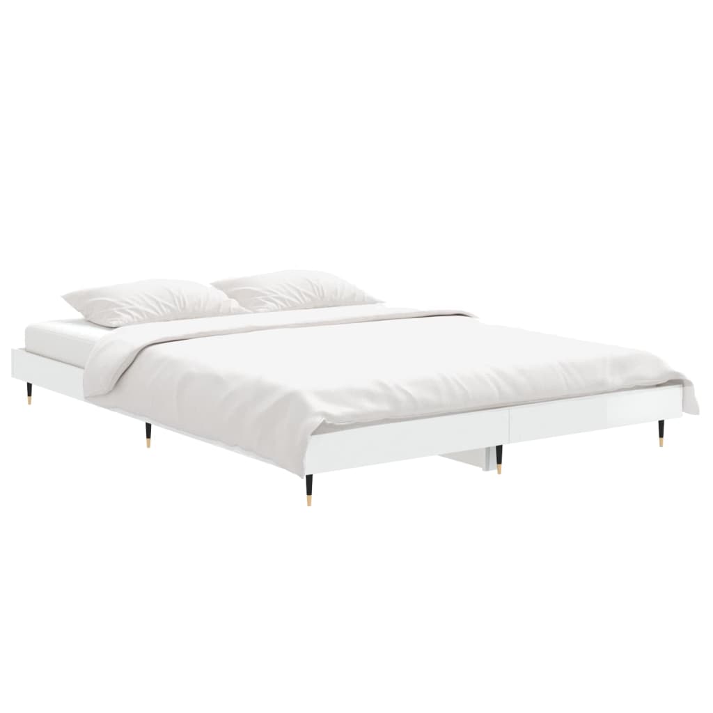 Cadre de lit sans matelas blanc brillant 135x190 cm