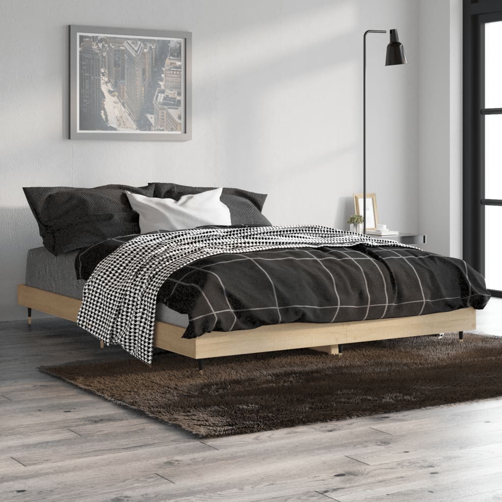 Bed frame without mattress sonoma oak 135x190 cm