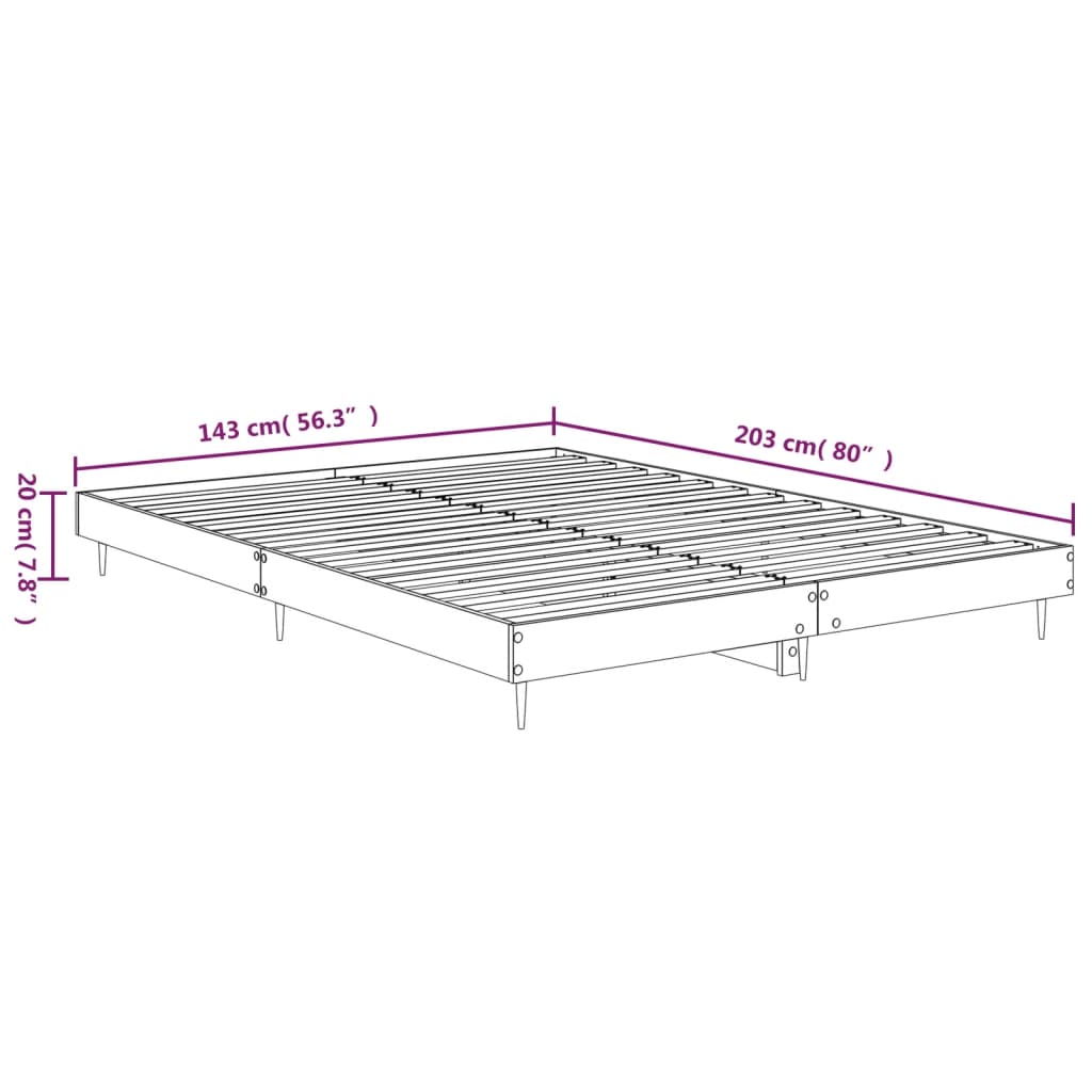 Bettgestell ohne Matratze, braune Eiche, 135 x 190 cm