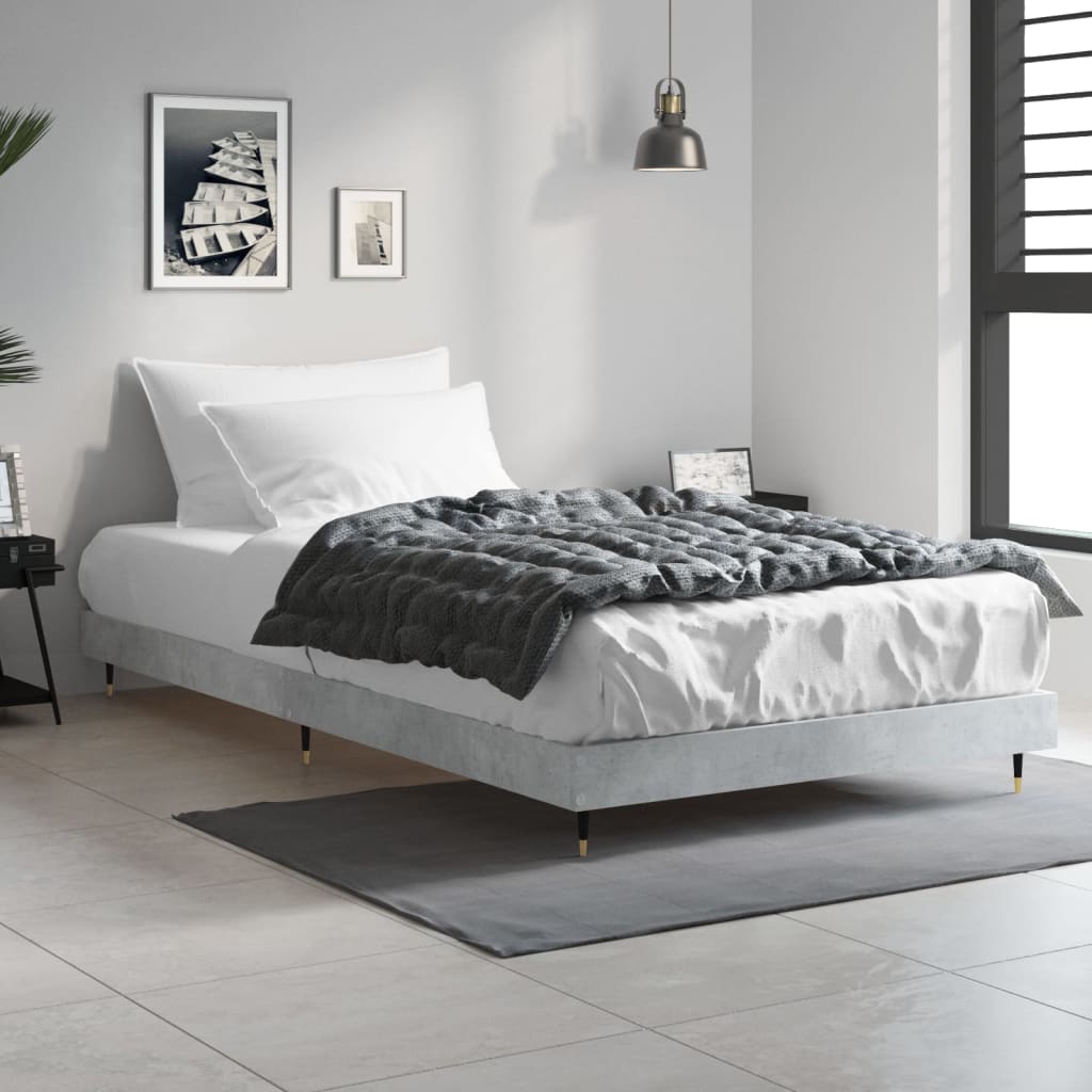 Cadre de lit sans matelas gris béton 90x190 cm