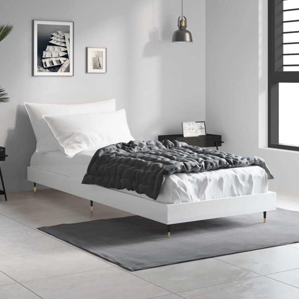 Cadre de lit sans matelas blanc 75x190 cm bois d'ingénierie