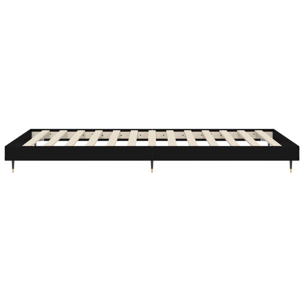 Cadre de lit sans matelas noir 75x190 cm bois ingénierie