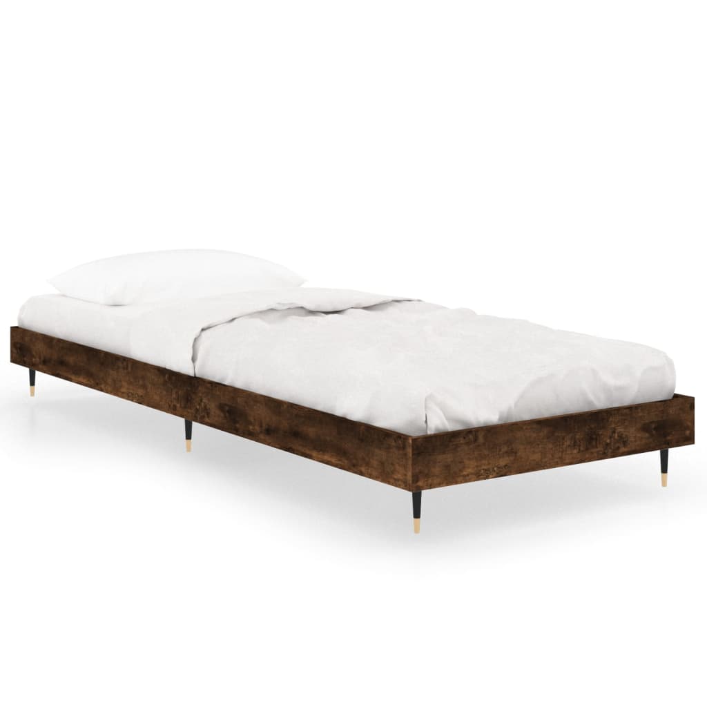 Bed frame without mattress smoked oak 75x190cm engineered wood