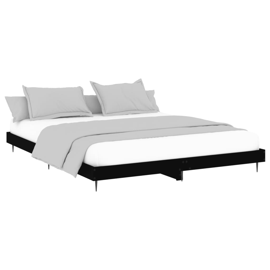 Cadre de lit sans matelas noir 200x200 cm bois d'ingénierie