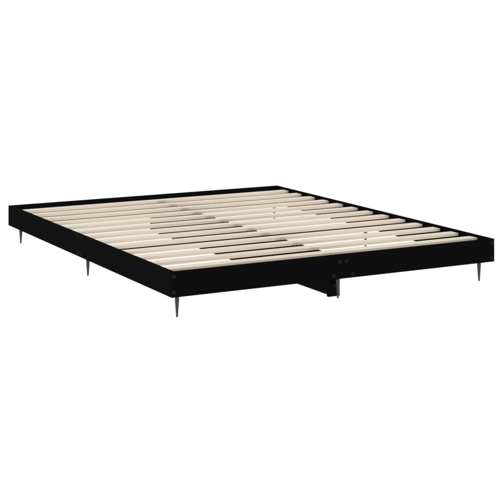 Cadre de lit sans matelas noir 200x200 cm bois d'ingénierie