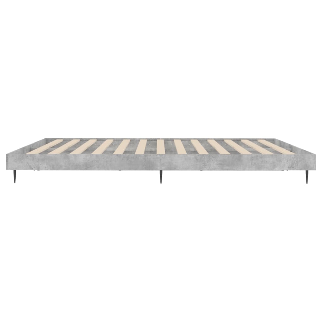 Cadre de lit sans matelas gris béton 200x200 cm