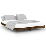 Bed frame without mattress smoked oak 200x200 cm engineered wood