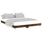 Bed frame without mattress smoked oak 200x200 cm engineered wood