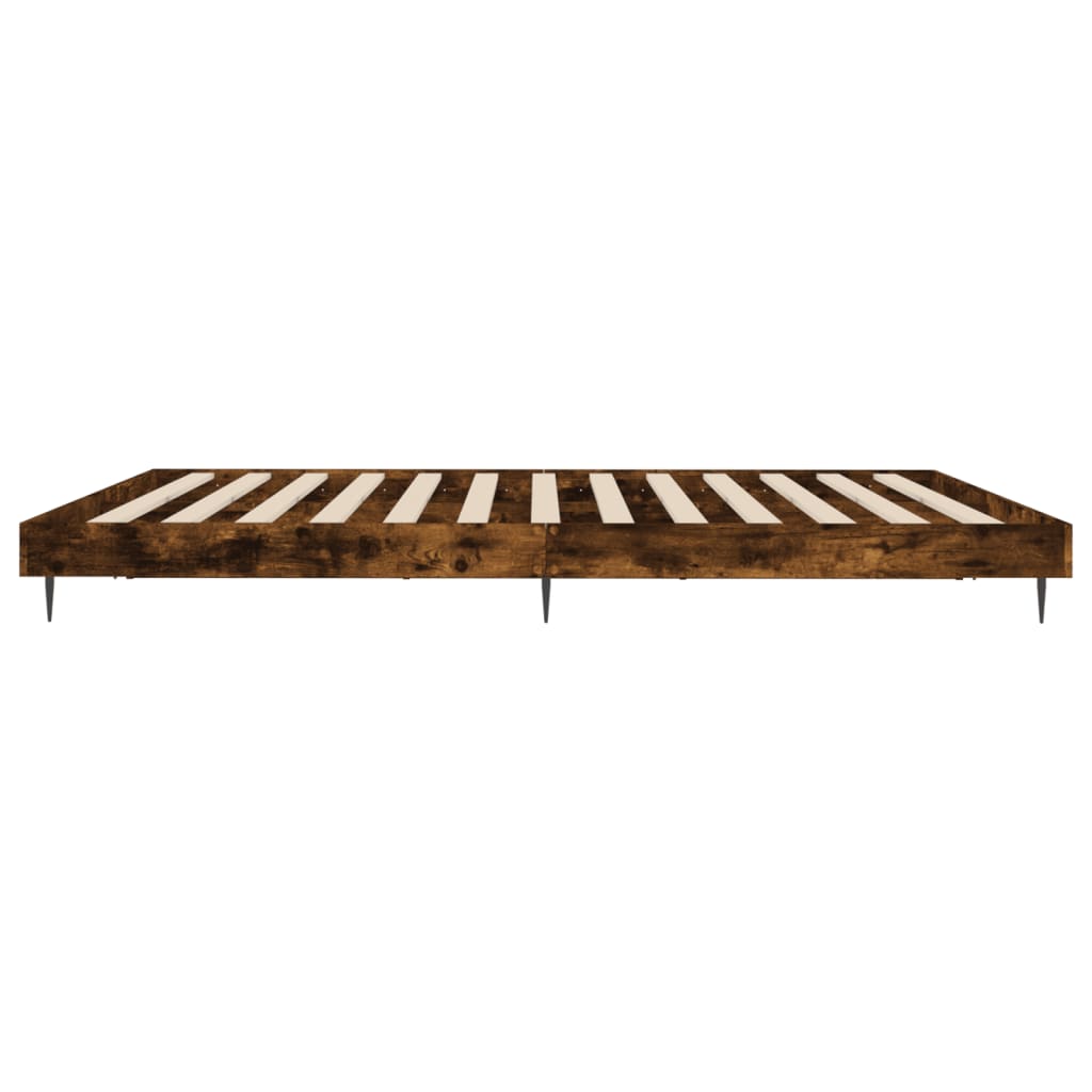 Bed frame without mattress smoked oak 200x200 cm engineered wood