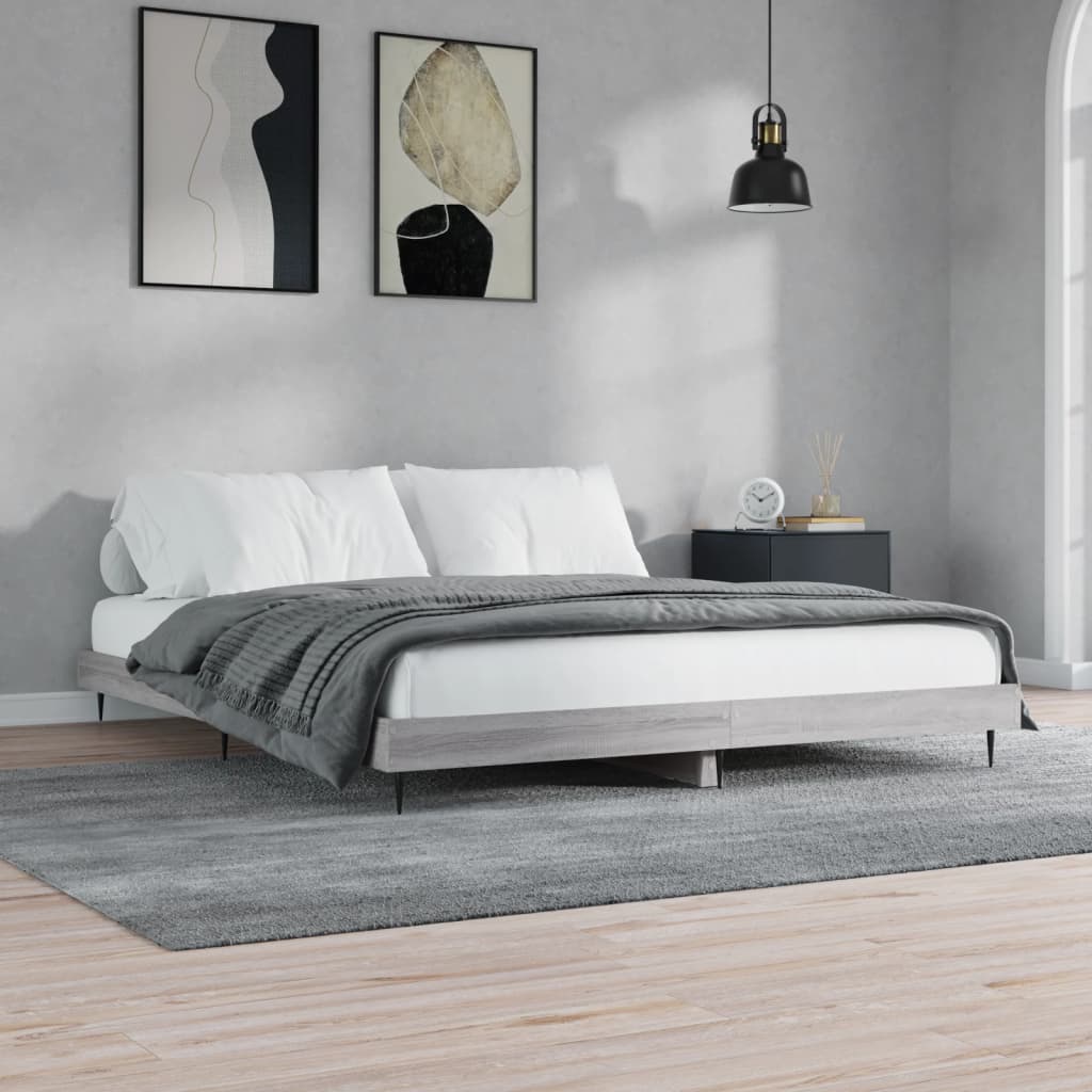 Bed frame without mattress sonoma gray 200x200 cm