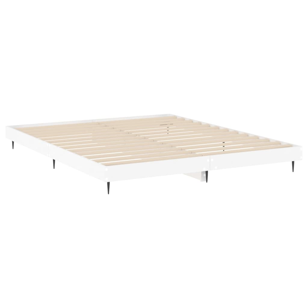 Cadre de lit sans matelas blanc 160x200 cm bois d'ingénierie