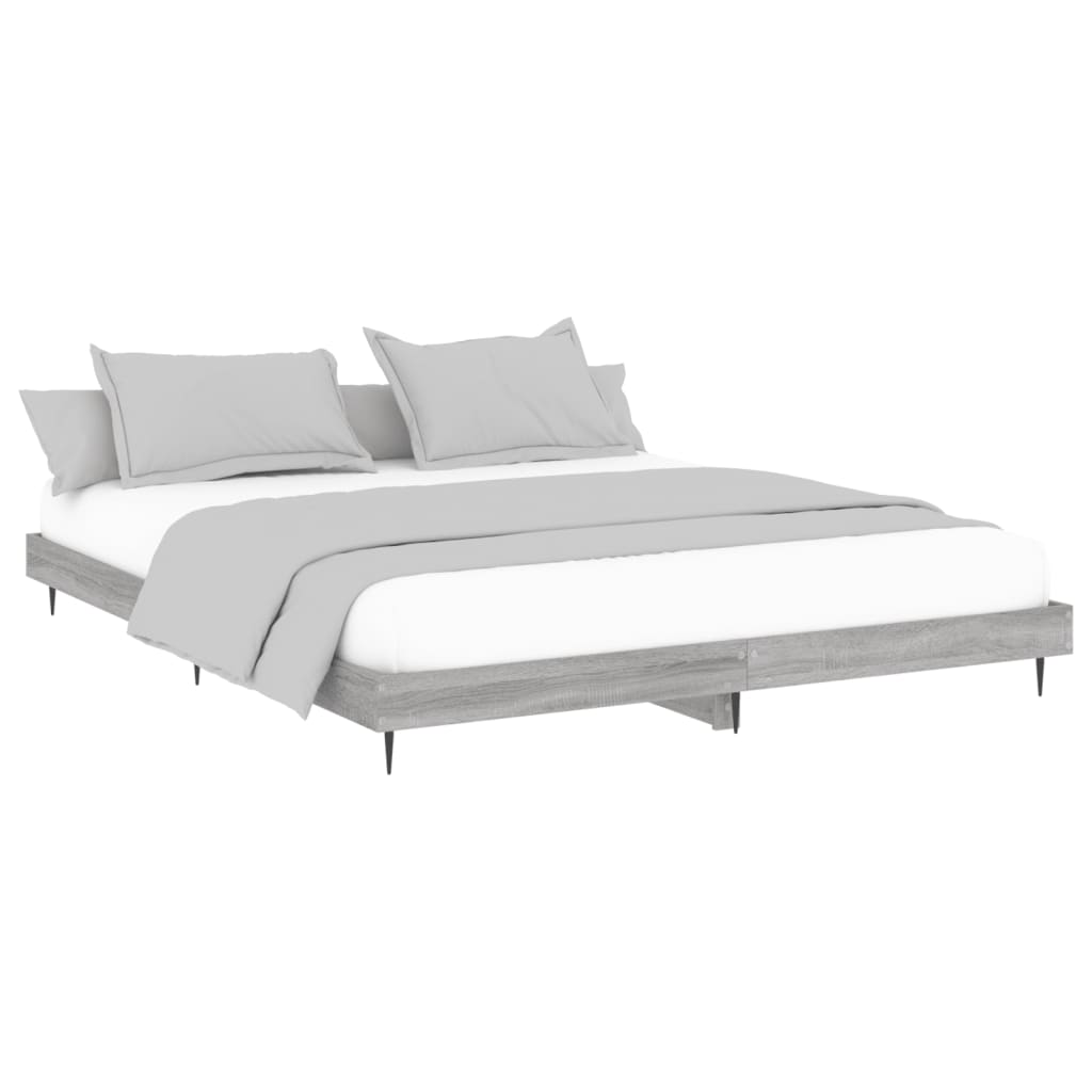 Bed frame without mattress sonoma gray 160x200cm engineered wood