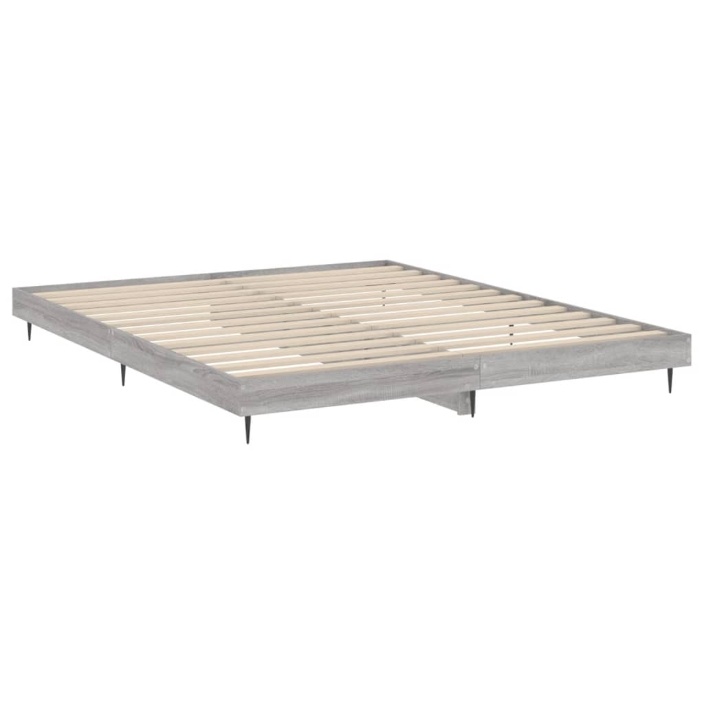 Bed frame without mattress sonoma gray 160x200cm engineered wood