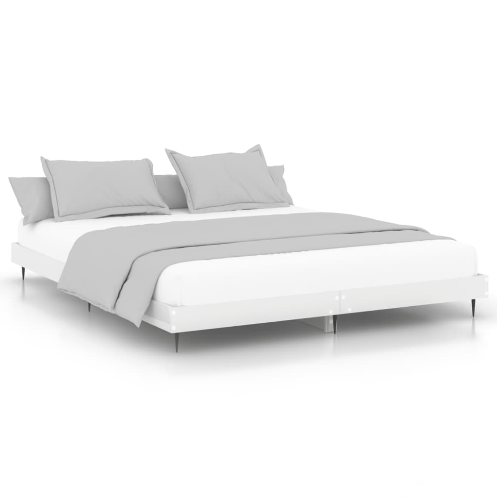 Bed frame without mattress glossy white 150x200 cm