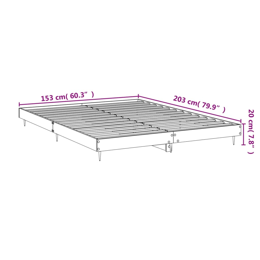 Bed frame without mattress glossy white 150x200 cm