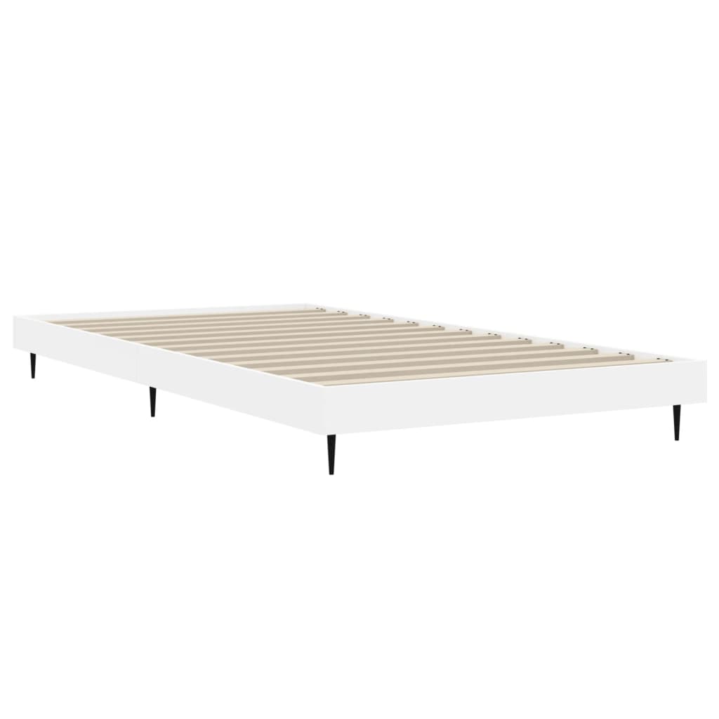 Bed frame without mattress white 100x200 cm engineered wood