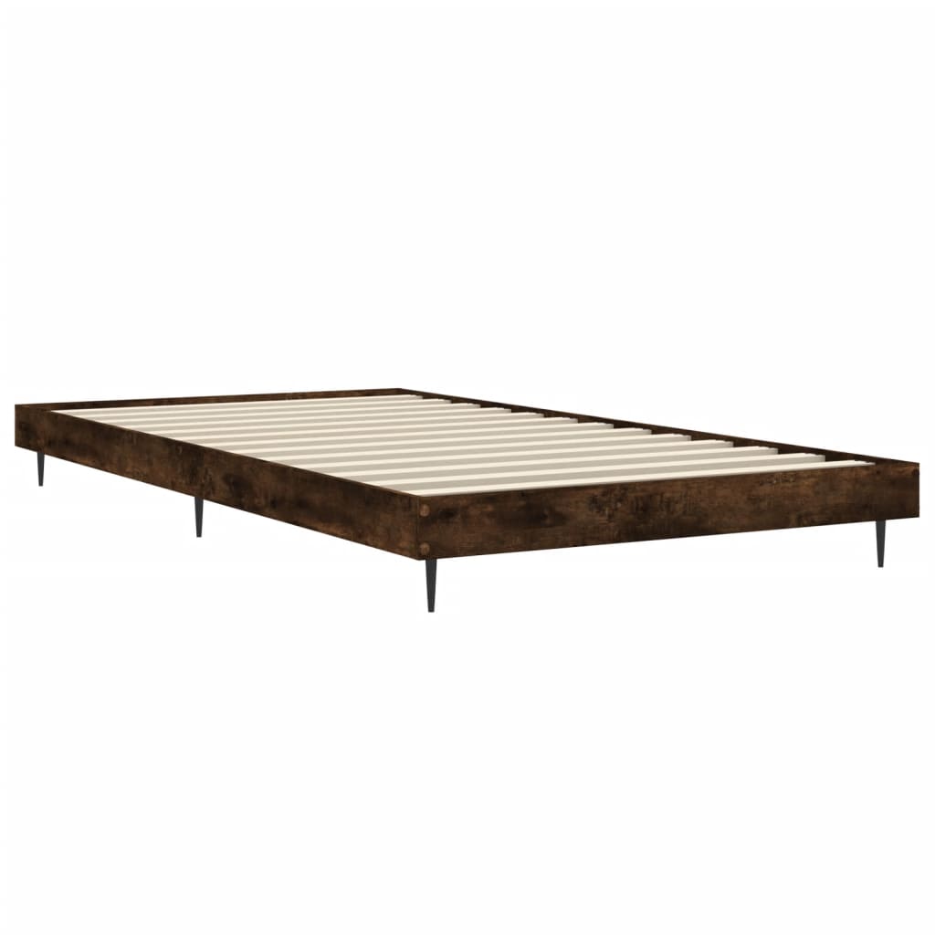 Bed frame without mattress smoked oak 100x200 cm engineered wood