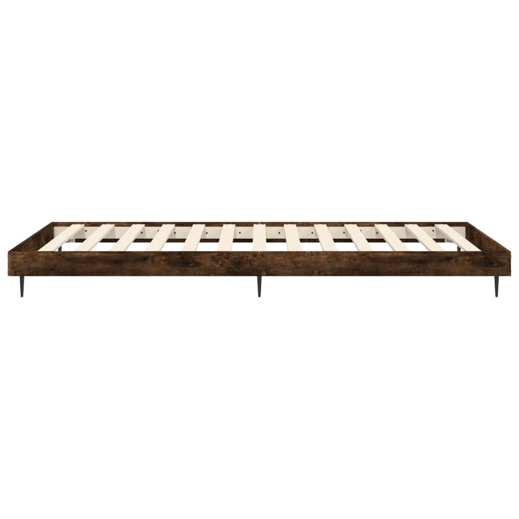 Bed frame without mattress smoked oak 100x200 cm engineered wood